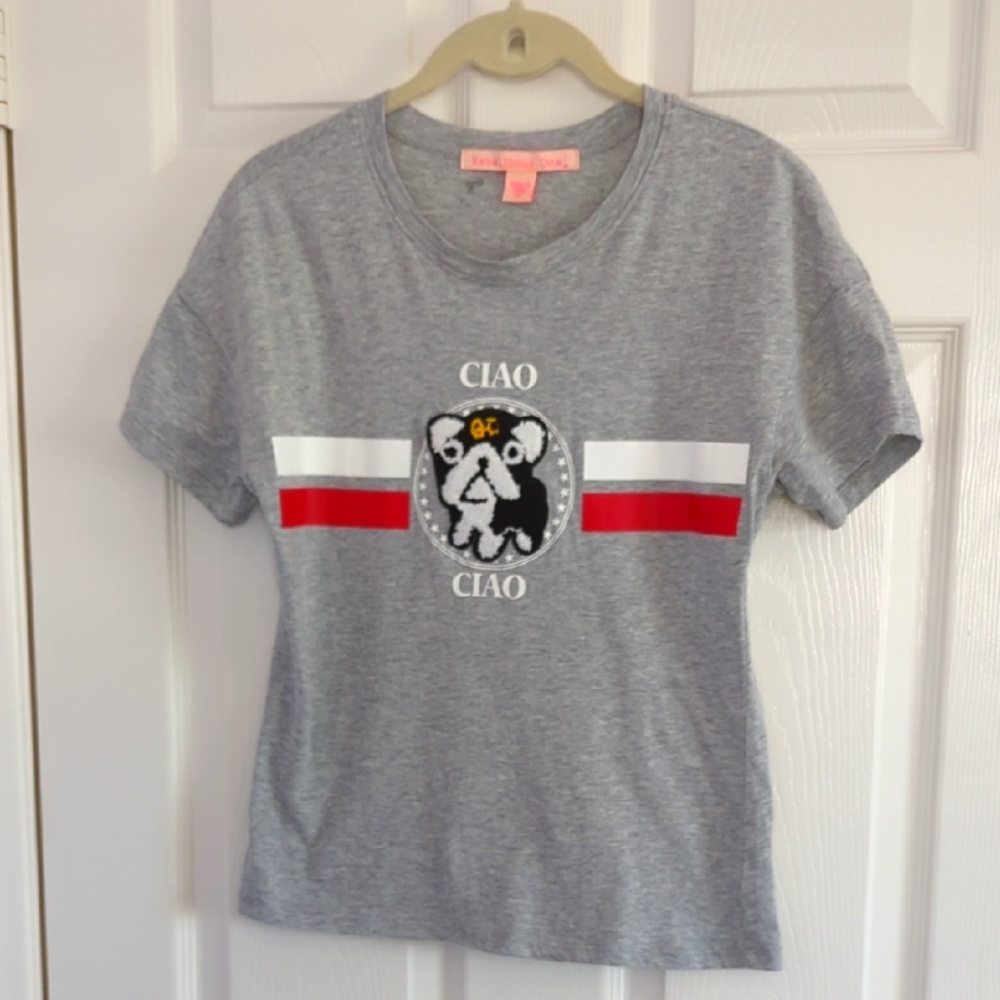 Gray Junior Ciao Dog Patch Graphic Tee Size XS